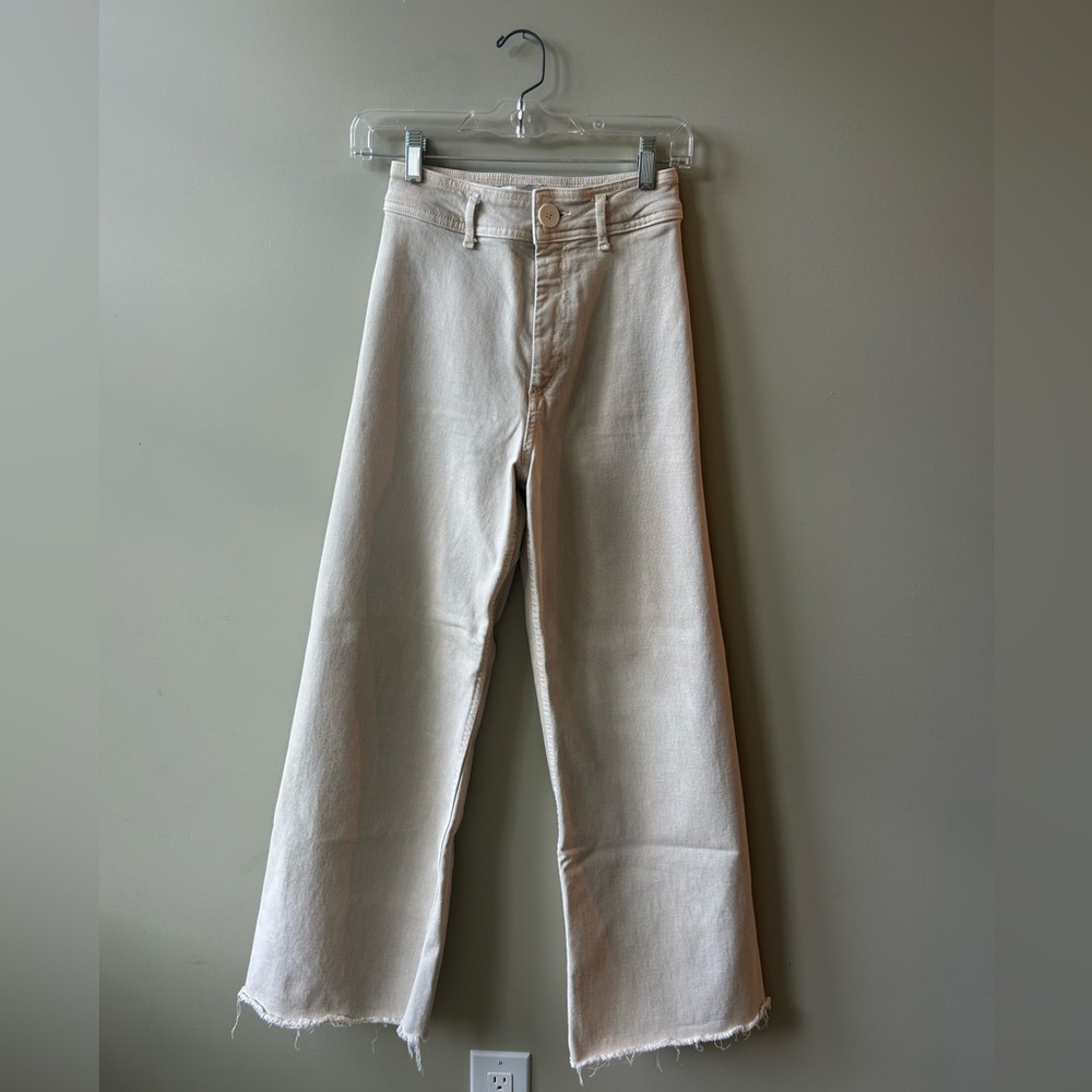 Zara Cream Wide Leg Jeans